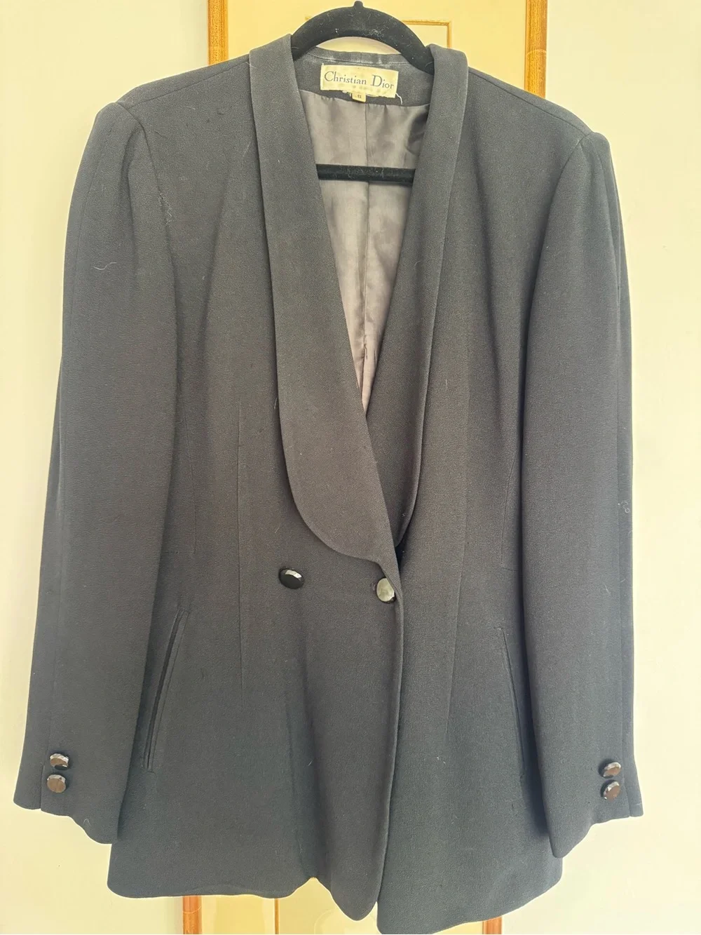 Dior Black Shawl Collar Double-Breasted Blazer